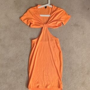 SHEIN Orange Backless Cut-Out Dress